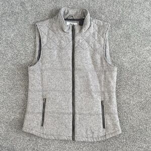 BKE Buckle Vest Mens Gray Full Zip Wool Blend Quilted Lined Insulated Size Large